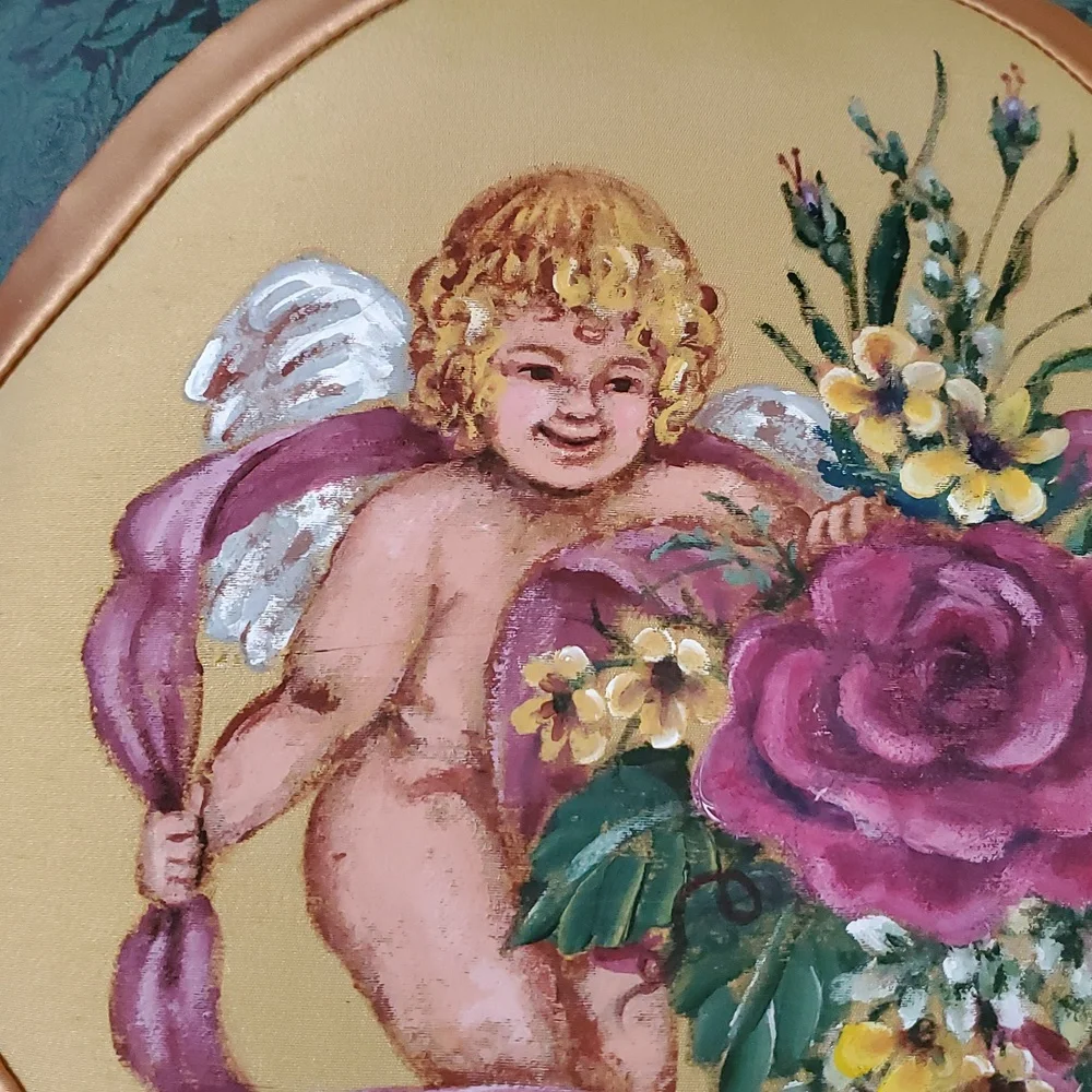 Vintage Angel Flower Unique Hand Paint Pillow.